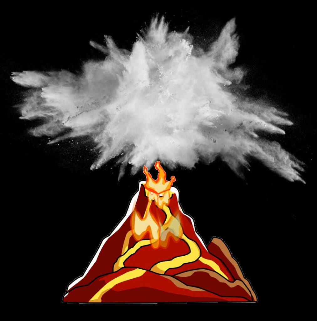 Volcano effect illustration for lye safety