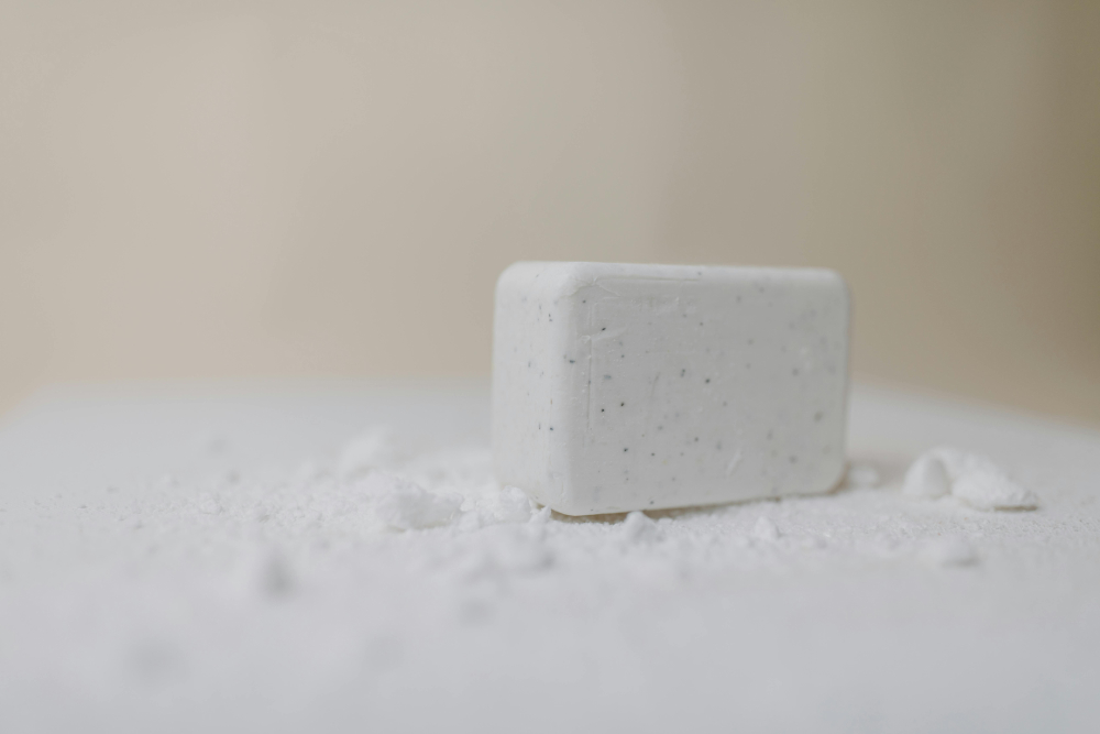Homemade lye soap bar is pure and healthful.