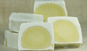 Soda ash on handmade soap