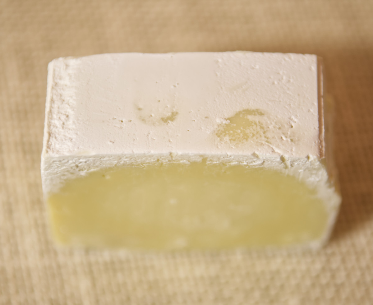 Handmade cold-process soap with soda ash