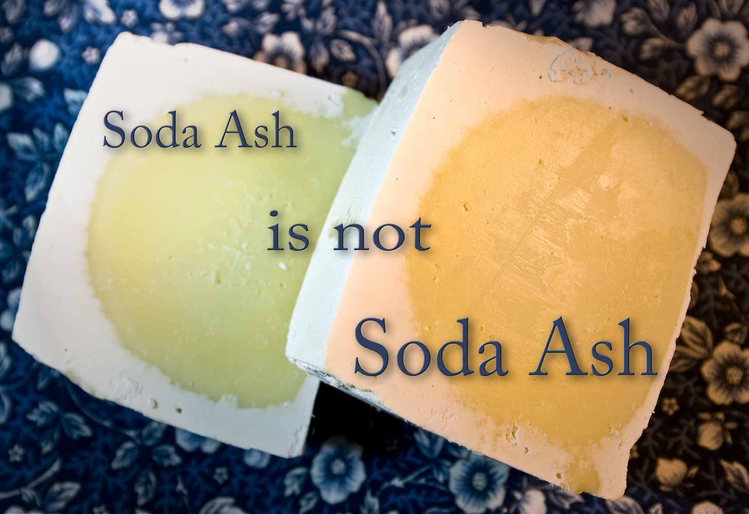 Soda ash on soap is not soda ash, but a recrystallized soap layer